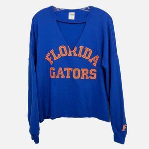 Victoria's Secret PINK Florida Gators UF Blue V-Neck Cut Out Sweatshirt